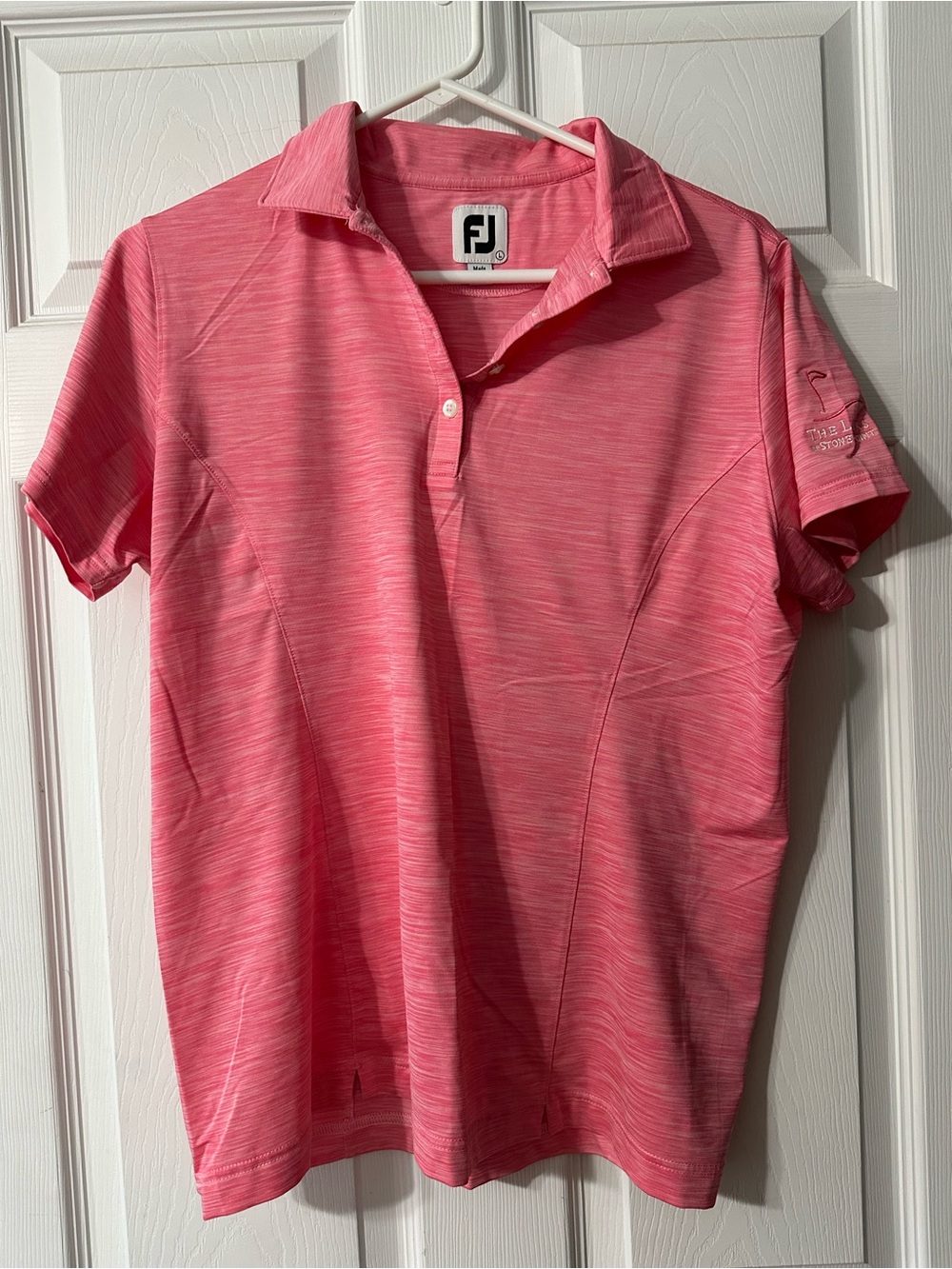 FootJoy Pink Heathered Women’s Golf Polo Logo Sleeve